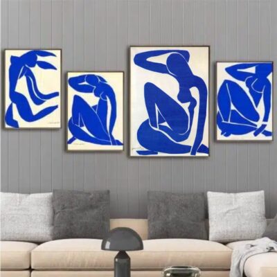 Abstract Blue Nudes Paintings by Henri Matisse Wall Art Printed on Canvas