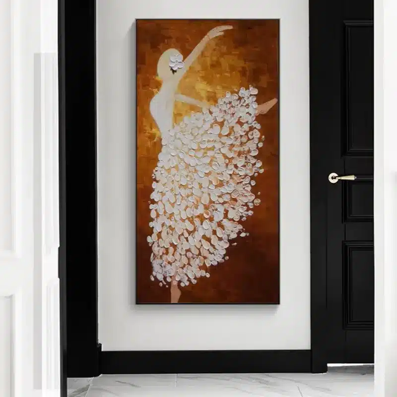 Abstract Dancing Woman Acrylic Painting Modern Wall Art Printed on Canvas