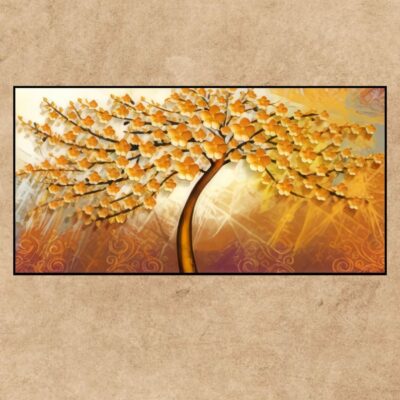 Beautiful Abstract Golden Tree Painting Printed on Canvas - Image 4