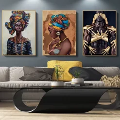 African Abstract Oil Painting Modern Wall Art Printed on Canvas