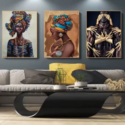African Abstract Oil Painting Modern Wall Art Printed on Canvas