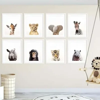 Baby Animal Wall Art Pictures for Kids Bedroom Decoration Printed on Canvas