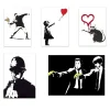 Banksy Graffiti Canvas Painting Black and White Wall Art Print on Canvas
