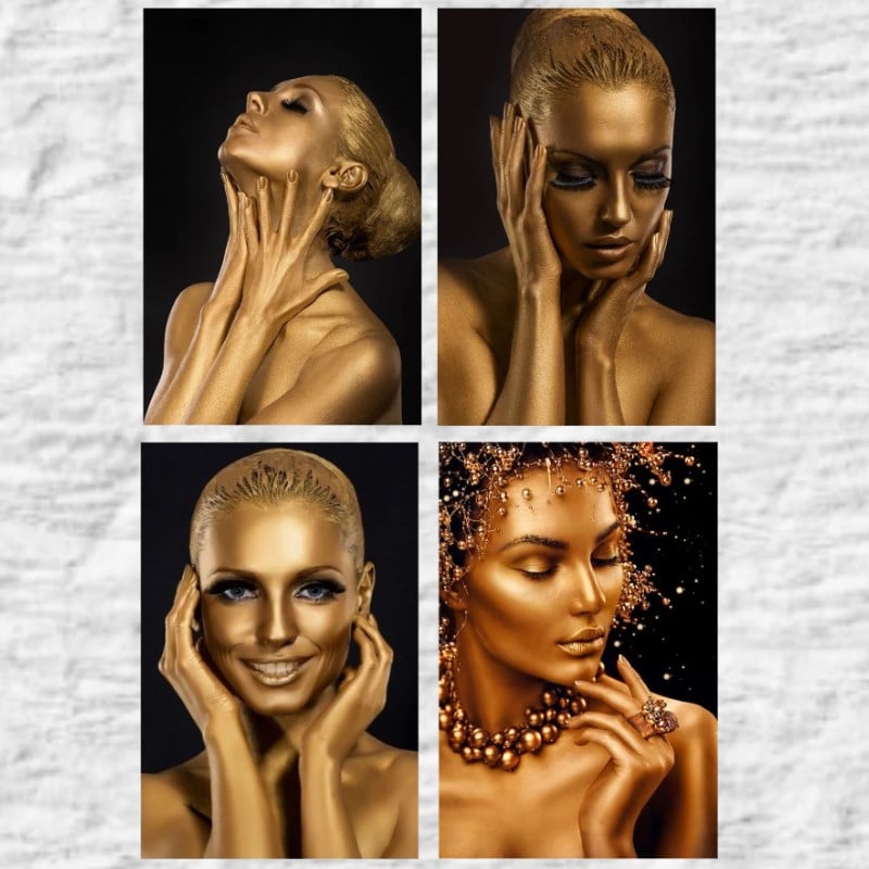 Beautiful and Elegant Canvas Art of Woman Portrait with Gold Makeup Print on Canvas