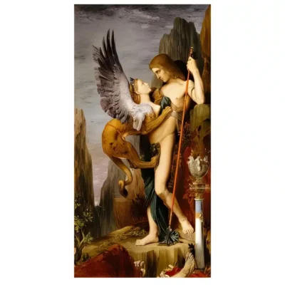 Classic Art Painting, Oedipus and The Sphinx by Gustave Moreau