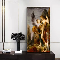 Classic Art Painting Oedipus and The Sphinx by Gustave Moreau Printed on Canvas