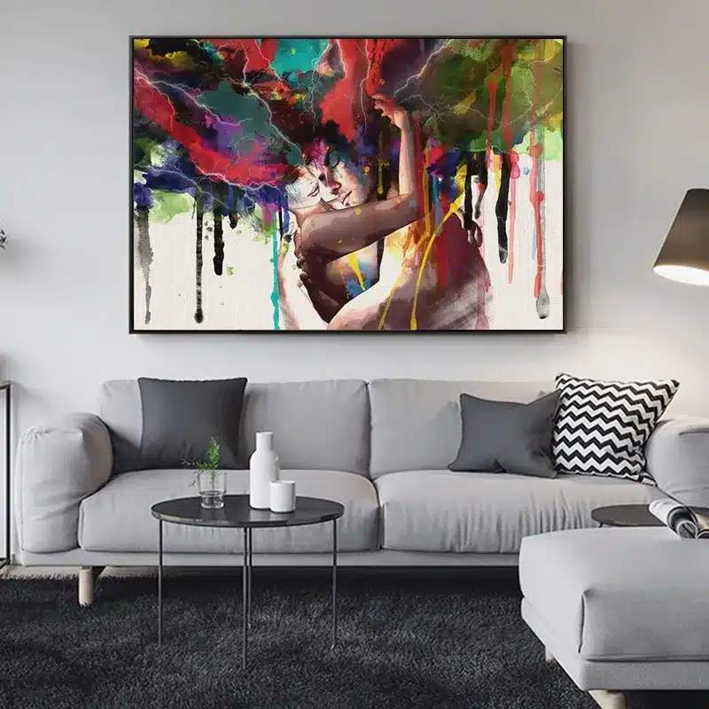Couple Of Lovers Abstract Painting Printed on Canvas
