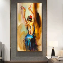 Dancing Girl Abstract Oil Painting, Printed on Canvas
