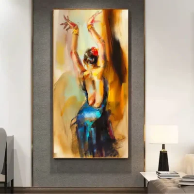 Dancing Girl Abstract Oil Painting, Printed on Canvas