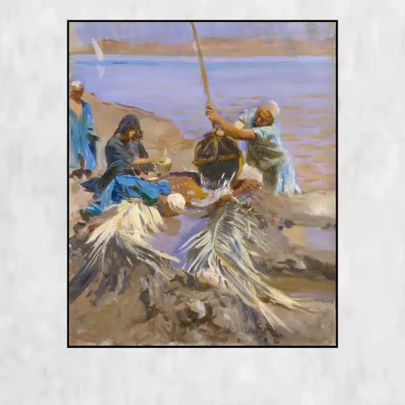 Egyptians Raising Water from the Nile by John Singer Printed on Canvas