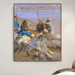 Egyptians Raising Water from the Nile by John Singer Printed on Canvas
