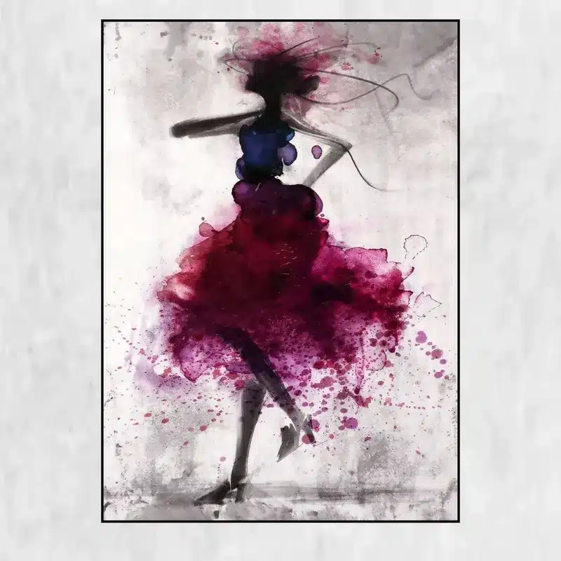 Fashion Red Girl Minimalist Abstract Art Canvas Oil Print Painting