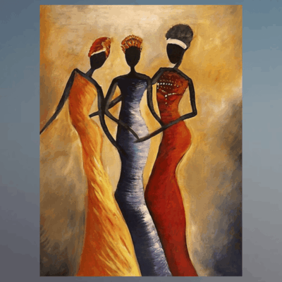 Fashionable African Women Art Painting Printed on Canvas