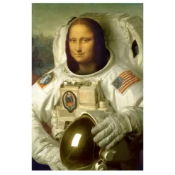 Funny Art Painting Mona Lisa as an Astronaut
