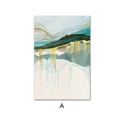 Gold Green Blue Abstract Painting