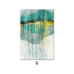 Gold Green Blue Abstract Painting