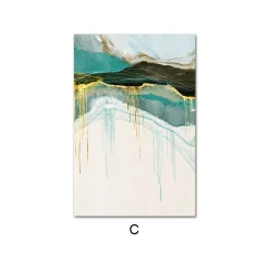 Gold Green Blue Abstract Painting