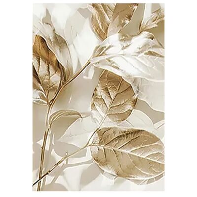 Golden Leaf Abstract Painting Nordic Style Wall Art Home Decoration Printed on Canvas - Image 2