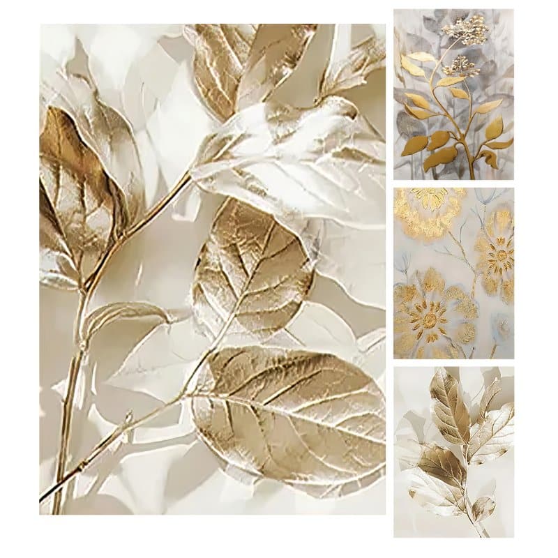 Golden Leaf Abstract Painting