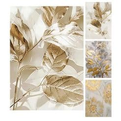 Golden Leaf Abstract Painting Nordic Style Wall Art