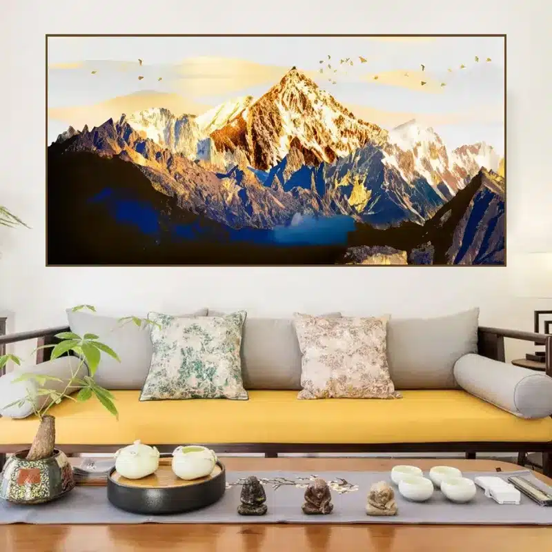 Golden Mountain in The Warmth of The Sun Printed on Canvas