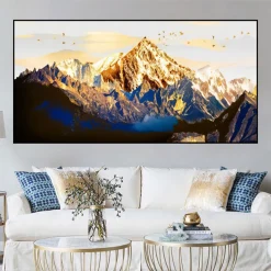 Golden Mountain in The Warmth of The Sun Printed on Canvas