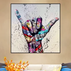 Graffiti Art The Shake Sign Modern Abstract Wall Art Printed on Canvas