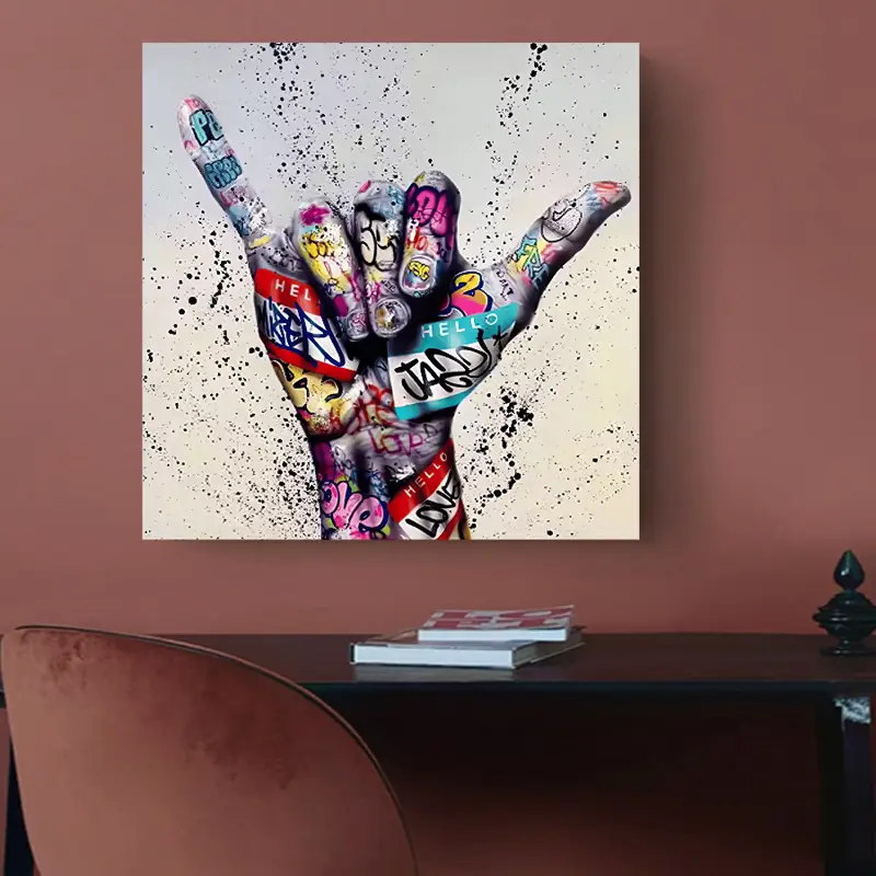 Graffiti Art The Shake Sign Modern Abstract Wall Art Printed on Canvas