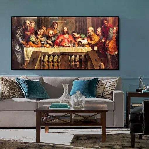 The Last Supper of Jesus and His Disciples Oil Painting, Wall Art Printed on Canvas