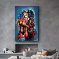 Abstract poster print art girl kiss picture oil painting portrait on canvas poster and prints living room decorative wall art