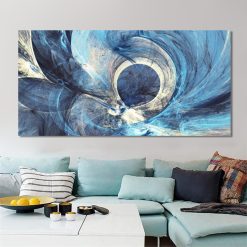 Modern Art Oil Painting Abstract Blue Lines, Elegant Wall Art Painting - Print on Canvas