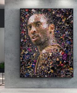 Mosaic Illustration Art Painting of Basketball Star Kobe Bryant Printed on Canvas