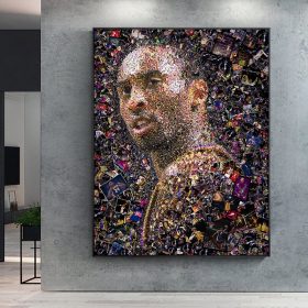 Mosaic Illustration Art Painting of Basketball Star Kobe Bryant Printed on Canvas
