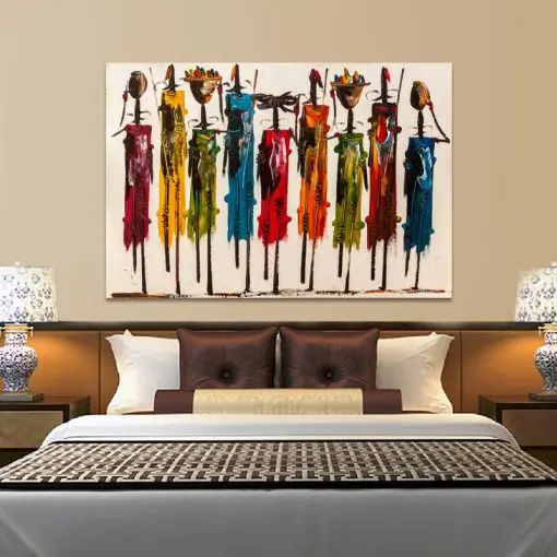 Abstract Art African Woman Oil Painting, Colorful Picture Printed on Canvas