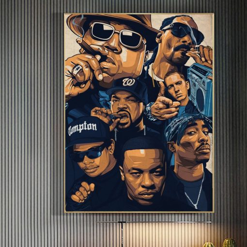 Rap and Hip Hop Music Stars Painting, Wall Art Printed on Canvas