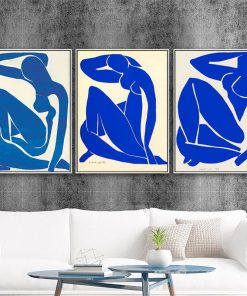 Abstract Blue Nudes Painting, Home Decoration Wall Art Printed on Canvas