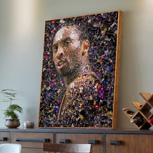 Mosaic Illustration Art Painting of Basketball Star " Kobe Bryant " Printed on Canvas
