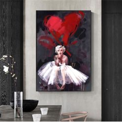 Marilyn Monroe Portrait Oil Painting, Abstract Wall Art Printed on Canvas