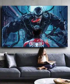 Venom The Enemy of Spiderman Digital Art Painting Printed on Canvas
