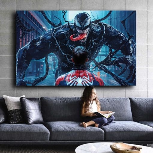 Venom The Enemy of Spiderman Digital Art Painting Printed on Canvas