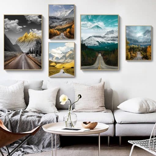 Nature Scenery Of Road Landscape Printed on Canvas