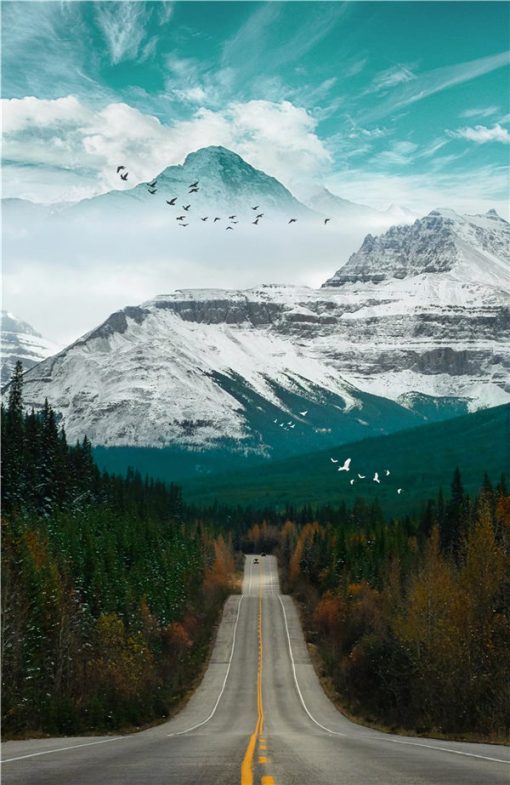 A Wonderful Nature Scenery Of Road Landscape - Print on Canvas