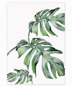 Scandinavian Style Tropical Plants Oil Painting, Modern Wall Art Printed on Canvas