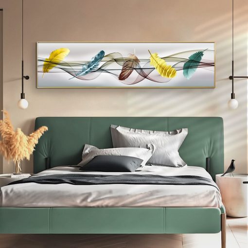 Modern Art Colorful Feathers Painting - Printed on Canvas