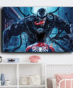 "Venom" The enemy of Spiderman, Digital Art Painting Printed on Canvas