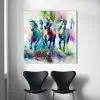 Abstract Art Colorful Horses Oil Painting Printed on Canvas