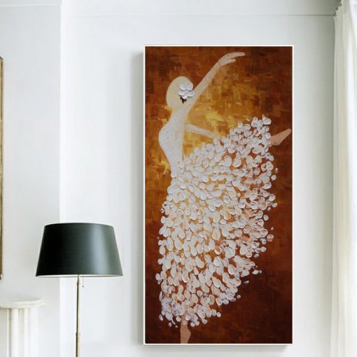 Abstract Dancing Woman Acrylic Painting, Modern Wall Art Printed on Canvas