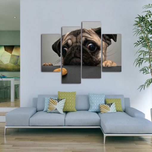 4Pcs Modern Art " Adorable Looking Dog " Printed on Canvas