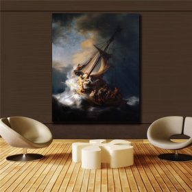 Classic Oil Painting " The Storm on the Sea of Galilee " by Rembrandt, Printed on Canvas