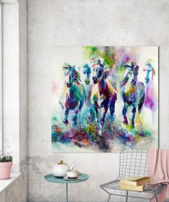 Abstract Art Colorful Horses Oil Painting - Printed on Canvas